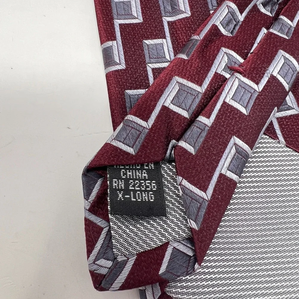 Joseph & Feiss International 100% Silk Men's Tie Geometric X-Long‎